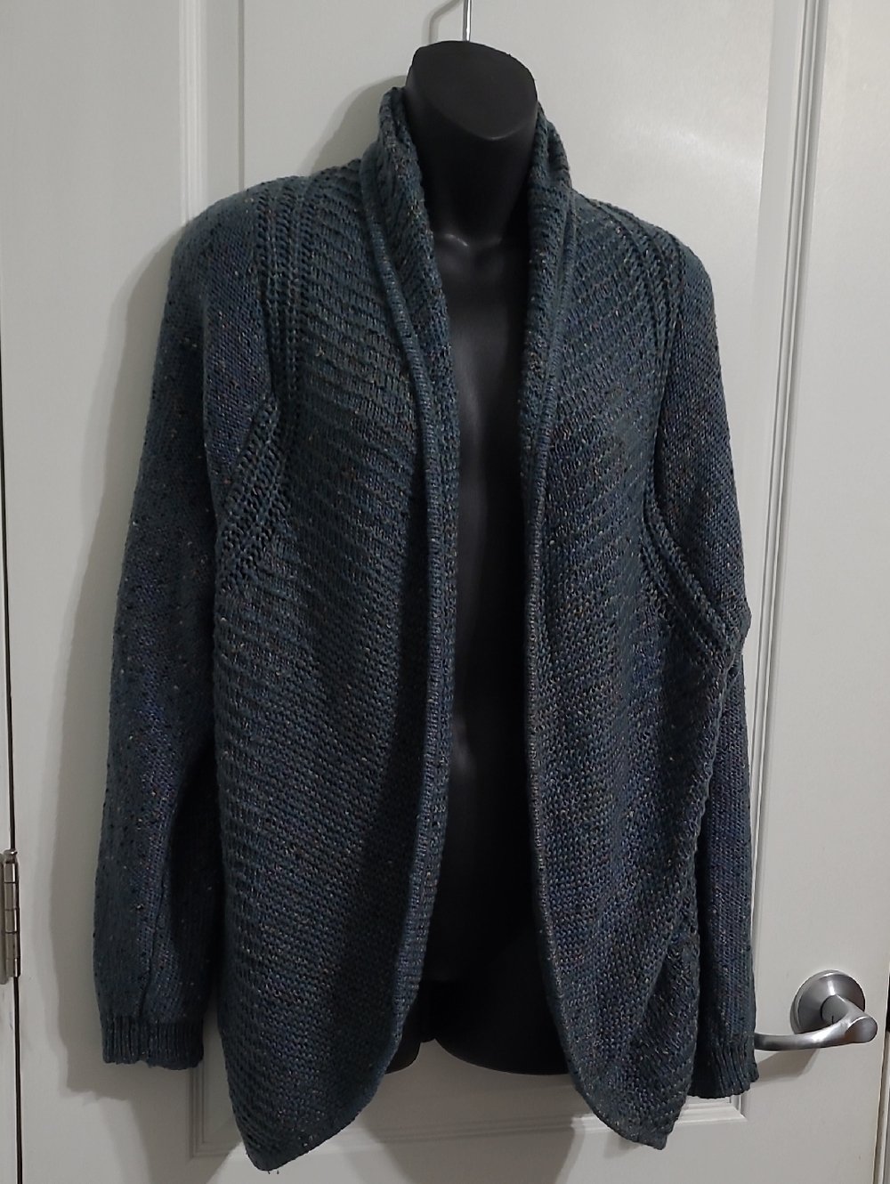 Denver Hayes Teal Speckled Open Front Cardigan Sweater Sz Large - Picture 3 of 11